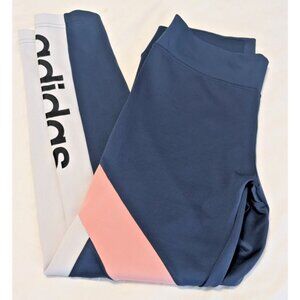 Adidas Women’s Colorblock Leggings Blue Pink Gray Athletic Workout Pants